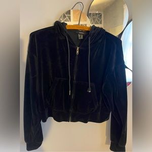 Velvet cropped zip up